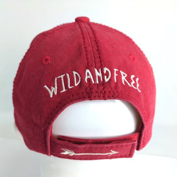 Wild And Free American Flag Distressed Red Baseball Hat Ball Cap 4350 District - Picture 3 of 7